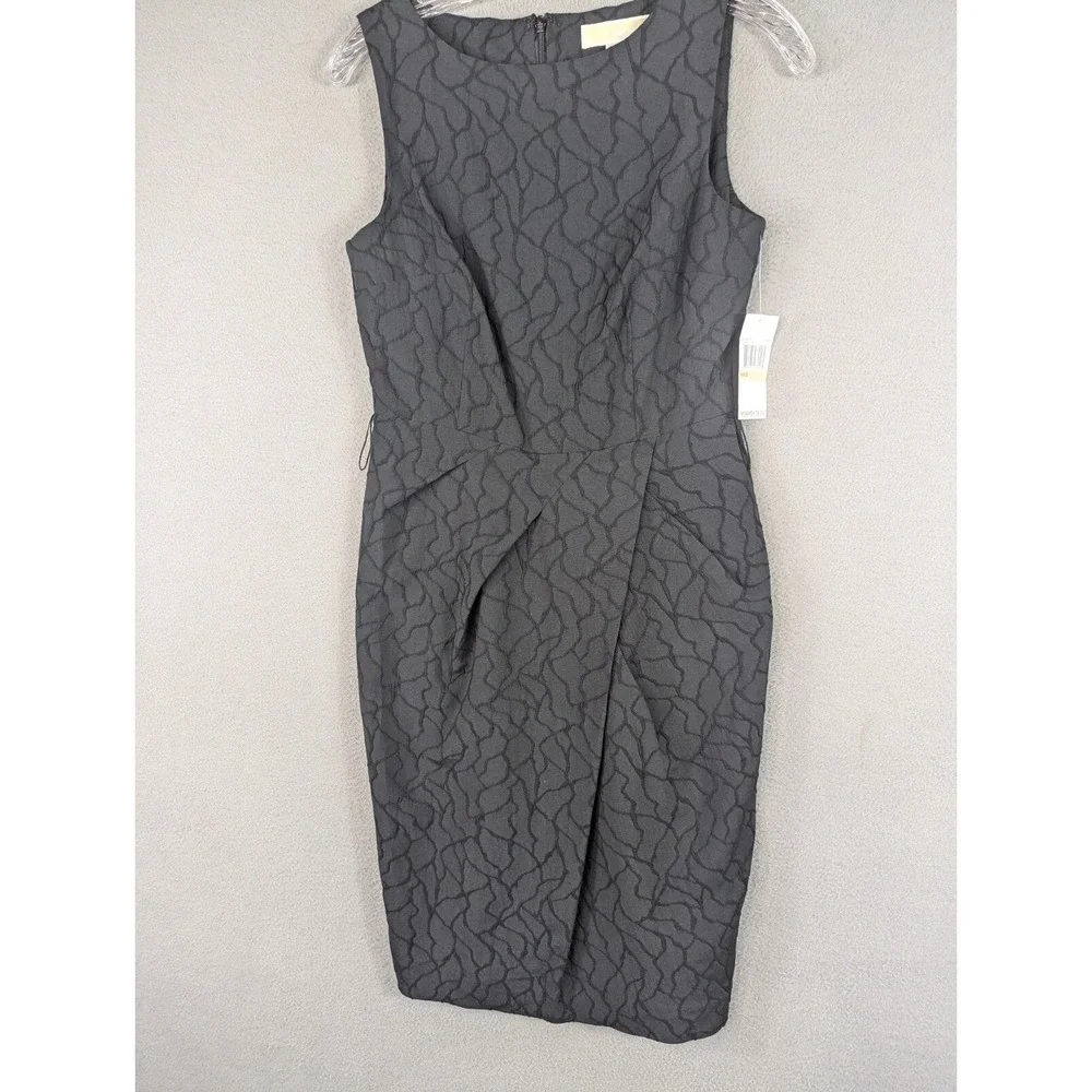 Michael Kors Dress Sleeveless Textured Goth Sheath Pleated Y2K Black Size‎ 2 NWT